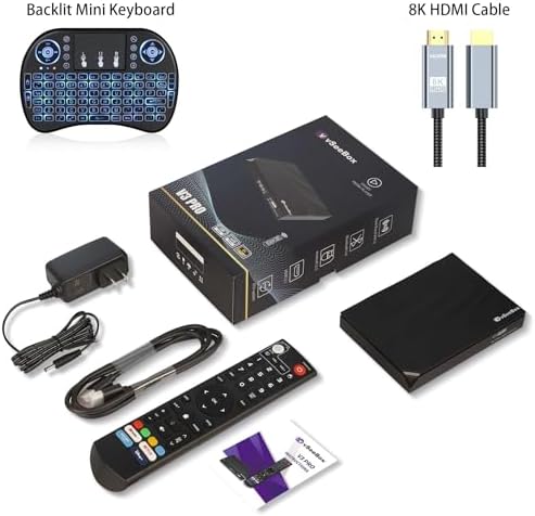 V3 Pro vSee 2024 Newest Smart Android 11 TV Box with Voice Remote Control  Mini Keyboard and HDMI Cable  4GB RAM  64GB ROM