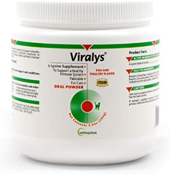 Vetoquinol Viralys L-Lysine Supplement for Cats - Cats & Kittens of All Ages - Immune Health - Sneezing  Runny Nose  Squinting  Watery Eyes - Flavored Lysine Powder
