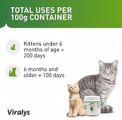 Vetoquinol Viralys L-Lysine Supplement for Cats - Cats & Kittens of All Ages - Immune Health - Sneezing  Runny Nose  Squinting  Watery Eyes - Flavored Lysine Powder