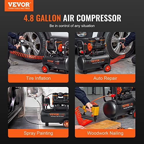 VEVOR 6.3 Gallon Air Compressor, 70 dB Ultra Quiet Compressor for Auto Repair