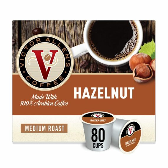 Victor Allen's Coffee Hazelnut Blend Medium Roast, 80 K-Cup Pods, Flavored Arabica for Keurig Brewers