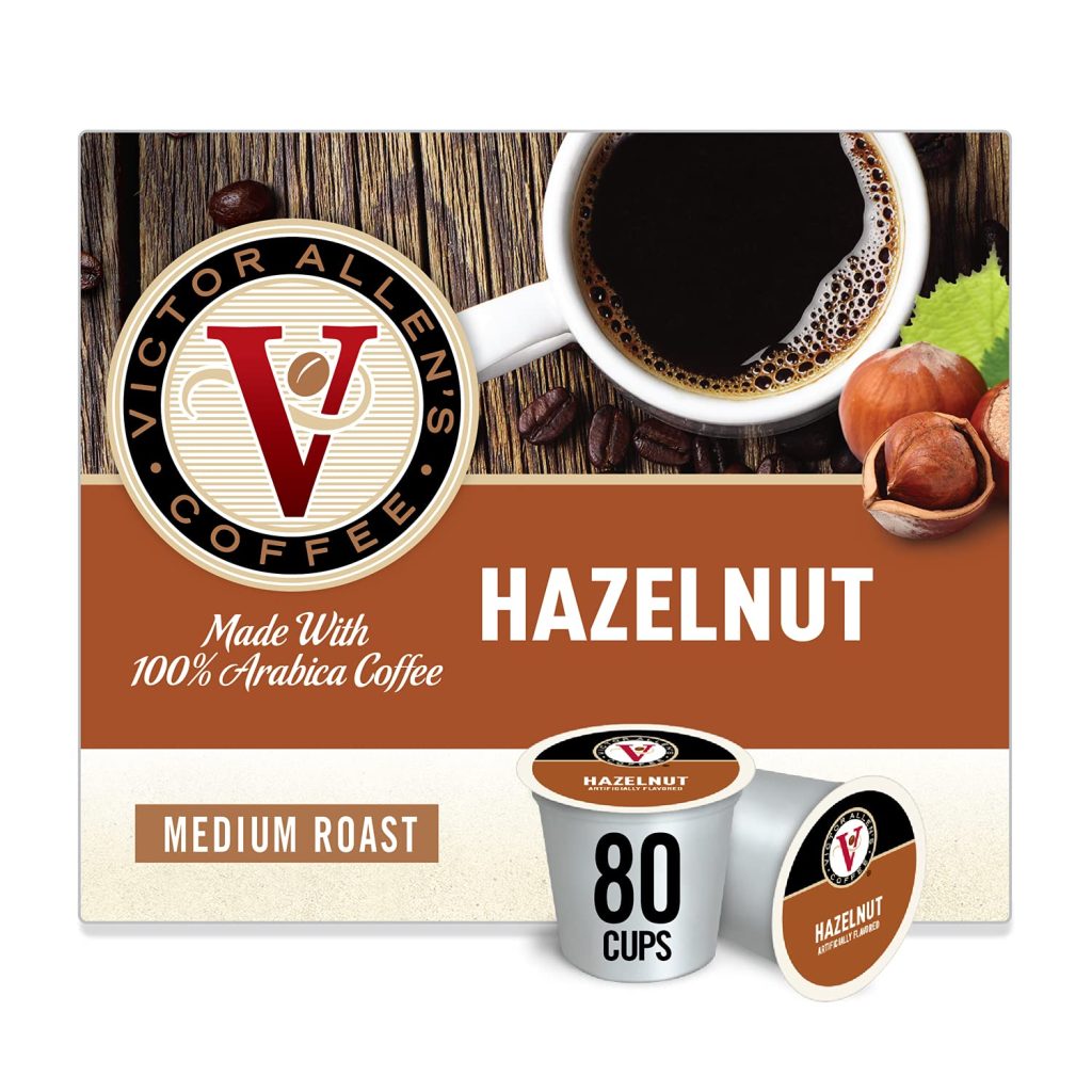 Victor Allen's Coffee Hazelnut Blend Medium Roast, 80 K-Cup Pods, Flavored Arabica for Keurig Brewers