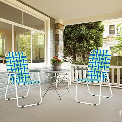 VINGLI Camping Blue Chair | Webbed | Folding | Patio Lawn Outdoor Beach Yard Garden Dining | Set of 2 | Classic