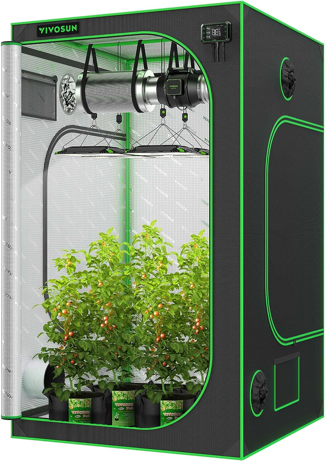 VIVOSUN 4x4 Grow Tent, 48"x48"x80" High Reflective Mylar with Observation Window and Floor Tray
