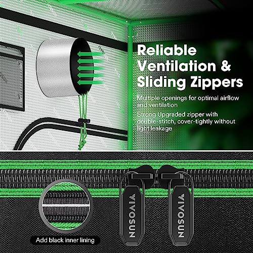 VIVOSUN 4x4 Grow Tent, 48"x48"x80" High Reflective Mylar with Observation Window and Floor Tray