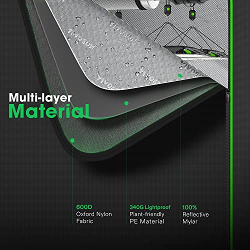 VIVOSUN 4x4 Grow Tent, 48"x48"x80" High Reflective Mylar with Observation Window and Floor Tray