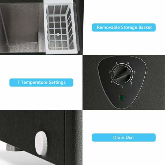 Wanai 3.5 Cu Ft Black Chest Freezer, Energy Efficient with Removable Basket and Adjustable Temperature Control