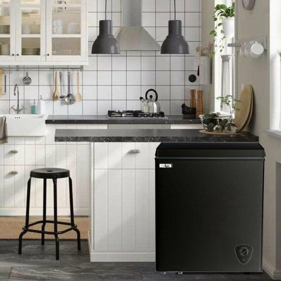 Wanai 3.5 Cu Ft Black Chest Freezer, Energy Efficient with Removable Basket and Adjustable Temperature Control