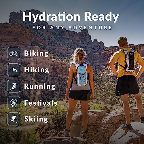Water Buffalo Hydration Backpack - Lightweight Hydration Pack with 2L Water Bladder - Water Backpack for Hiking  Running  Biking  and Raves - Road Runner 12L Hydropack Backpack