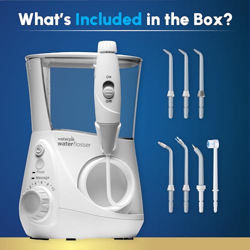 Waterpik Aquarius Water Flosser Professional For Teeth  Gums  Braces  Dental Care  Electric Power With 10 Settings  7 Tips For Multiple Users And Needs  ADA Accepted  White WP-660  Packaging May Vary