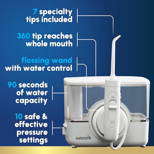 Waterpik ION Professional Water Flosser  Rechargeable and Portable for Teeth  Gums  Braces  10 Settings  7 Flossing Tips For Multiple Users And Needs  ADA Accepted  WF-12 White  Packaging May Vary