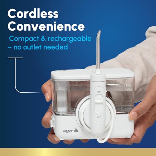 Waterpik ION Professional Water Flosser  Rechargeable and Portable for Teeth  Gums  Braces  10 Settings  7 Flossing Tips For Multiple Users And Needs  ADA Accepted  WF-12 White  Packaging May Vary