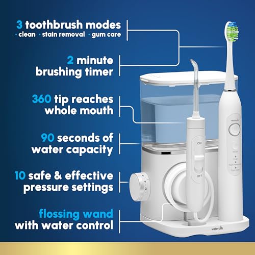 Waterpik Sensonic Complete Care Water Flosser and Rechargeable Electric Toothbrush Combo Set  CC-04  White  Packaging May Vary