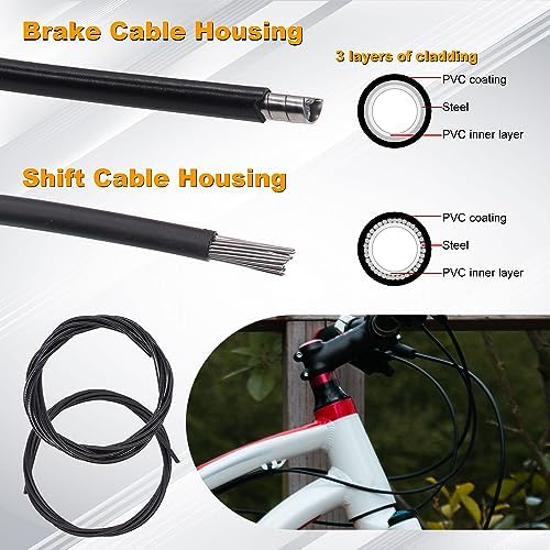 weideer 87 Pcs Stainless Steel Wire Cutter Bike Brake Cable Housing Shifter Cable Housing Universal Bike Cable Kit Bicycle Brake Cable Shift Cable with Bike Cable End Caps O-Rings