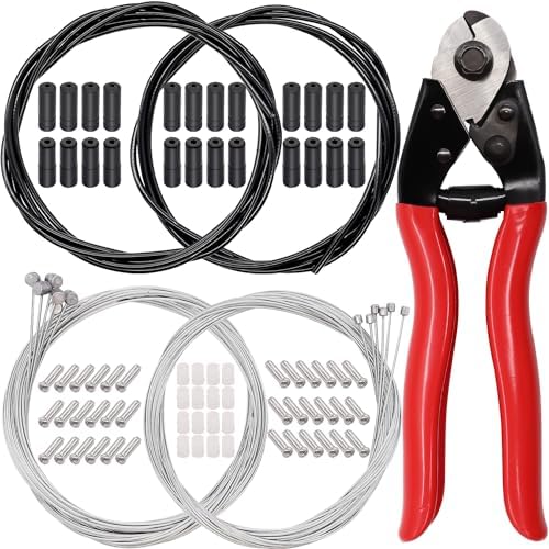 weideer 87 Pcs Stainless Steel Wire Cutter Bike Brake Cable Housing Shifter Cable Housing Universal Bike Cable Kit Bicycle Brake Cable Shift Cable with Bike Cable End Caps O-Rings
