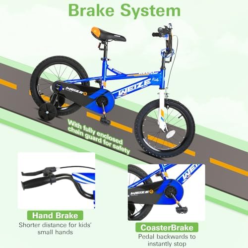 WEIZE Kids Bike 16 20 Inch Children Bicycle for Boys Girls Ages 4-12 Years Old  Rider Height 38-60 Inch  Coaster Brake  Multiple Color Options