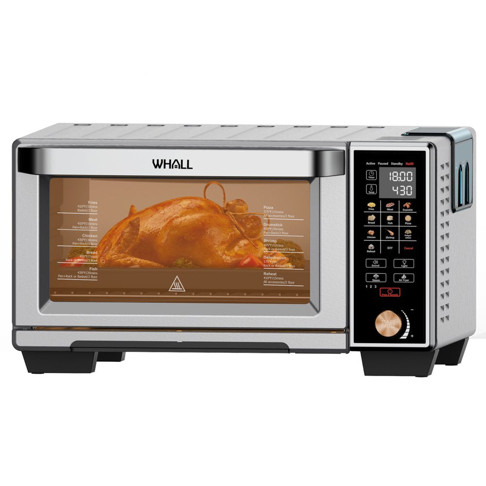 WHALL 30QT Air Fryer Toaster Oven, 11-in-1 Convection & Steam, Touchscreen, Stainless Steel