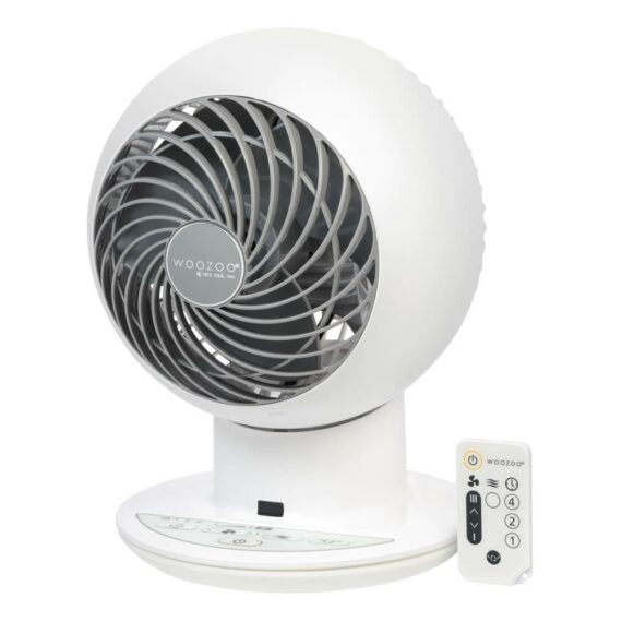 Woozoo Personal Oscillating Circulator Fan with Remote, White