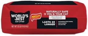 World's Best Cat Litter Multiple Cat Unscented  32-Pounds - Natural Ingredients  Quick Clumping  Flushable  99% Dust Free & Made in USA - Long-Lasting Odor Control & Easy Scooping