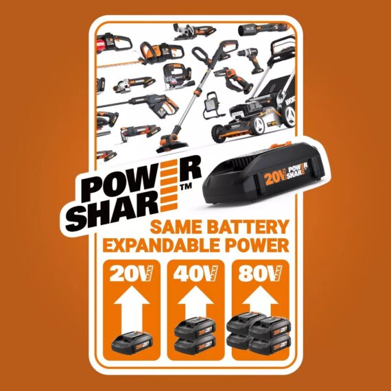 Worx WG620.1 Power Share 20V 320 PSI  Hydroshot Cordless Portable Pressure Washer (0.53 GPM) (Battery and Charger Included)