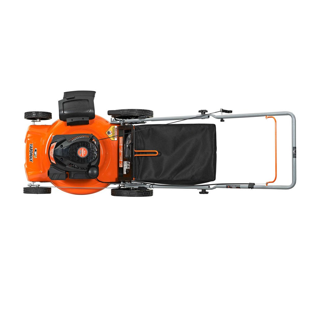 YARDMAX 21″ 170cc Gas Push Lawn Mower, 3-in-1, High Rear Wheels, Adjustable Height