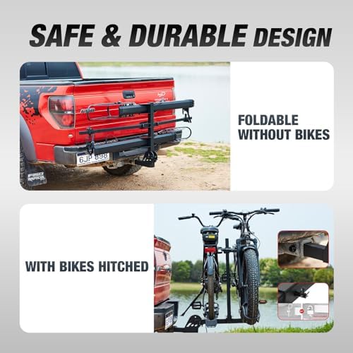 Young Electric 2-Bike Rack Mate R  E-Bike Rack Hitch with Ramp for Cars  Trucks  Minivans  SUVs with 2 Inches Receiver  200 Lbs Capacity Fits up to 5 Inches Fat Tire