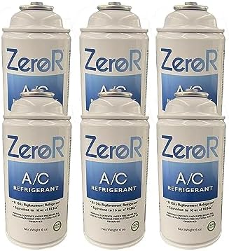 ZeroR® AC Refrigerant | R134a Replacement | 6 Cans for AC Recharging