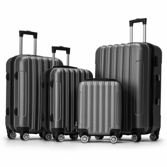 Zimtown 4 Piece Luggage Set - Durable ABS Hard Shell with TSA Lock & Double Wheels, Sizes 16"-28", Rose Gold/Black/Dark Gray