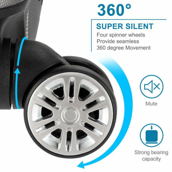 Zimtown 4 Piece Luggage Set - Durable ABS Hard Shell with TSA Lock & Double Wheels, Sizes 16"-28", Rose Gold/Black/Dark Gray