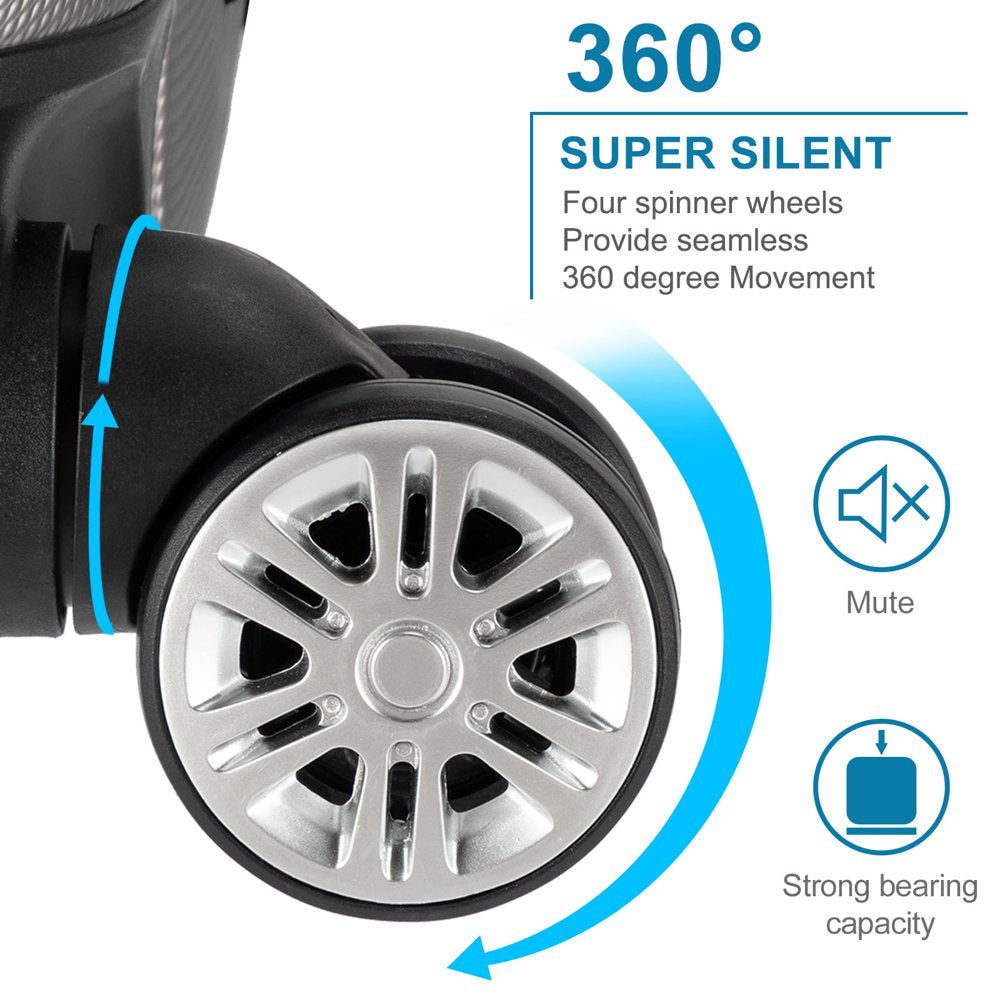 Zimtown 4 Piece Luggage Set - Durable ABS Hard Shell with TSA Lock & Double Wheels, Sizes 16"-28", Rose Gold/Black/Dark Gray