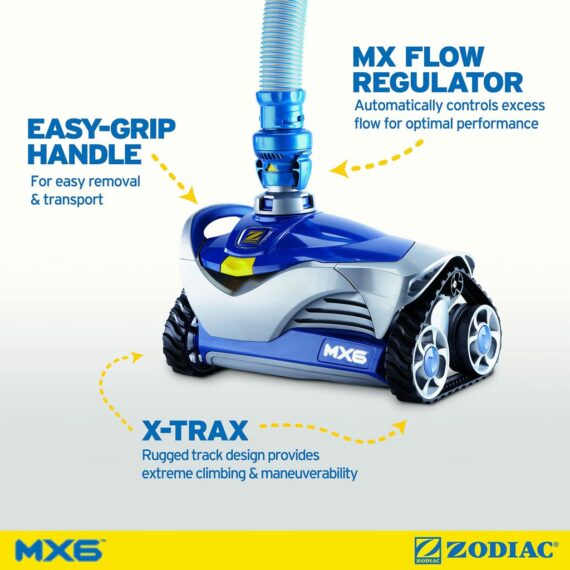 Zodiac MX6 Elite Automatic Suction Pool Cleaner for In-ground Pools, Energy-Efficient, Wall Climbing, Cyclonic Turbine